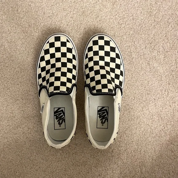 Vans Black and White Checkerboard Slip-Ons - Picture 1 of 2